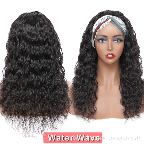 BIS Headband Wig Human Hair Water Wave 150% Density Brazilian Headband Wigs Remy Human Hair For Black Women 10-28 Inch